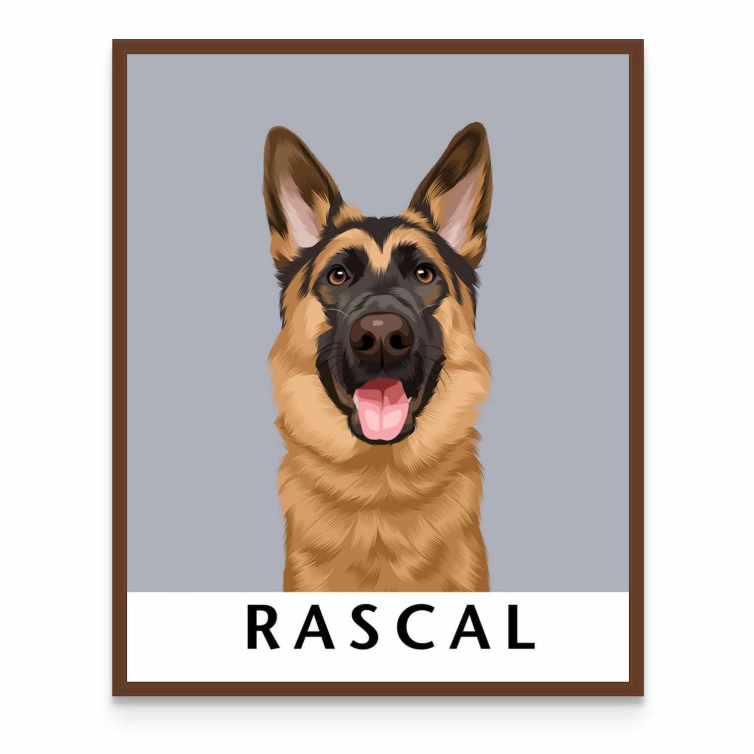 a brown and black dog with a name tag