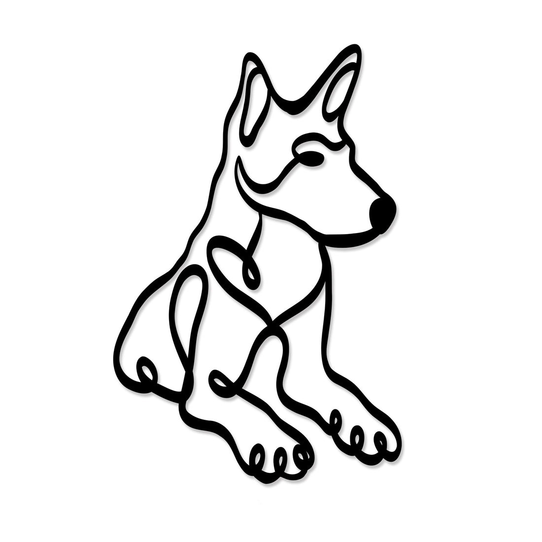 a black and white drawing of a dog